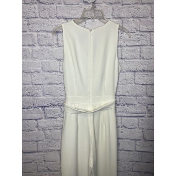 Vince Camuto Ivory Cream Sleeveless 1 Piece Romper Jumpsuit w/ Tie Belt SZ 6 - Picture 5 of 7